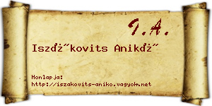 Iszákovits Anikó névjegykártya